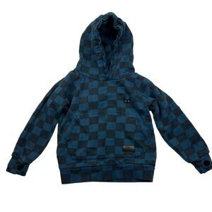 Munster Kids Blue Checkered Hoodie Sweatshirt